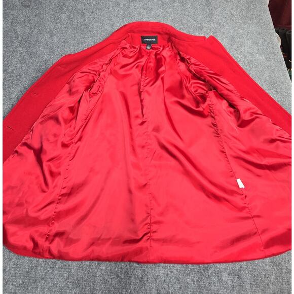 London Fog Coat Womens Large Red Wool Blend Single Breasted Lined Pockets - Picture 5 of 12